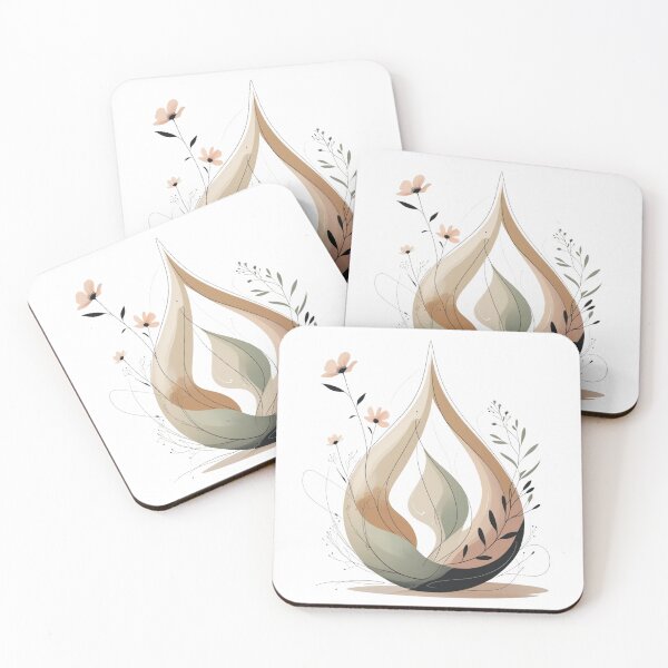 Item preview, Teardrop Flame – Abstract Botanical Symbol in Earthy Tones designed and sold by Skaduveldt.