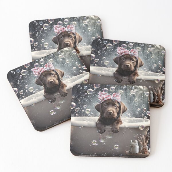 Item preview, Spa Day for A Chocolate Labrador Cute Puppy Bubble Bath designed and sold by Stephanie Laird.