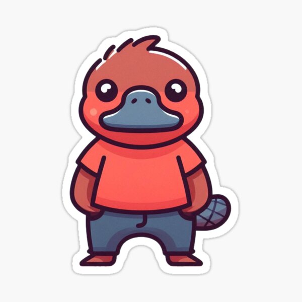 Item preview, Cartoon Platypus in Red Shirt and Navy Pants – Quirky Aussie Animal in Color designed and sold by Confuzz1ed.