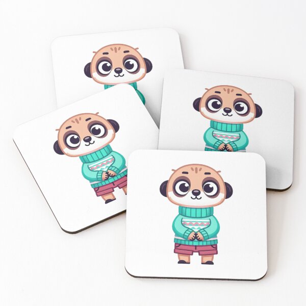 Item preview, Cartoon Meerkat in Turquoise Sweater and Maroon Shorts – Stylish Desert Look designed and sold by Confuzz1ed.