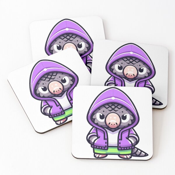 Item preview, Cartoon Pangolin in Purple Hoodie and Neon Pants – Rare Dressed-Up Animal Art designed and sold by Confuzz1ed.
