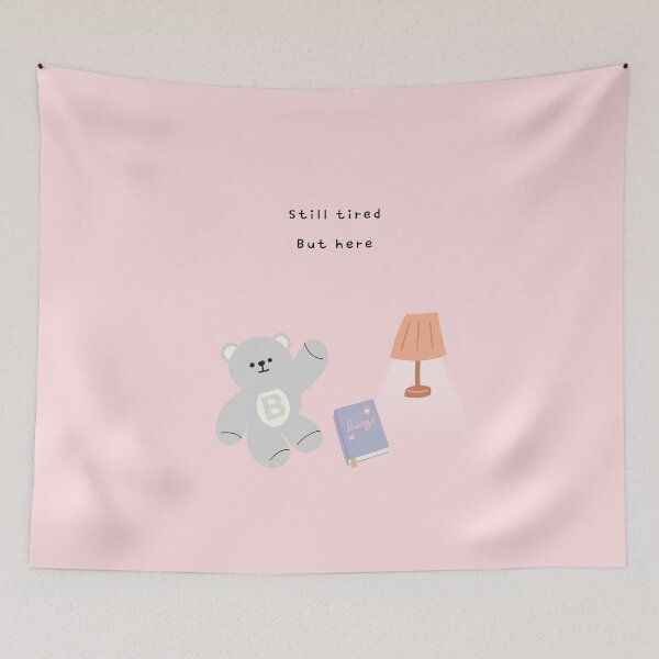Item preview, Still Tired, But Here – Gentle Bear Mood ( Pink Background ) designed and sold by mintmono-studio.