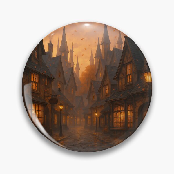 Item preview, Magical enchanted village at autumn twilight designed and sold by MossTrail.