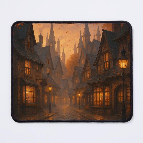 Item preview, Magical enchanted village at autumn twilight designed and sold by MossTrail.