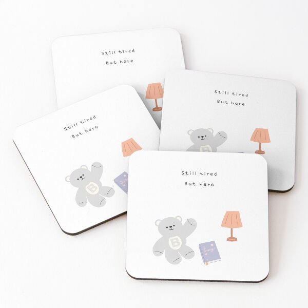 Item preview, Still Tired, But Here – Gentle Bear Mood ( White / Transparent Background ) designed and sold by mintmono-studio.