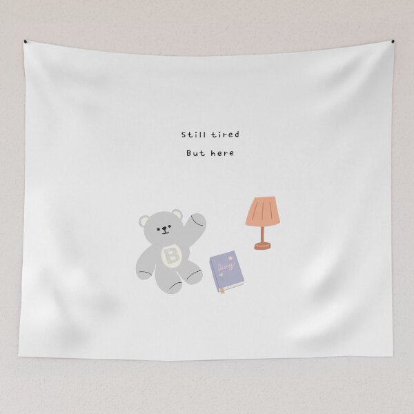 Item preview, Still Tired, But Here – Gentle Bear Mood ( White / Transparent Background ) designed and sold by mintmono-studio.