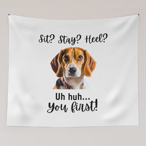 Item preview, Funny Beagle Quote – “Sit? Stay? Heel? Uh huh. You First!” Dog Lover Humor Tee designed and sold by Fredster1966.
