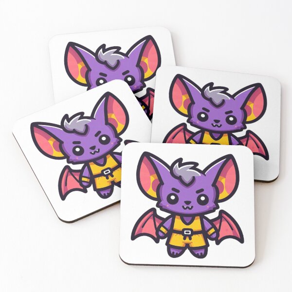 Item preview, Cartoon Bat in Purple Vest and Yellow Shorts – Bright Nocturnal Animal Art designed and sold by Confuzz1ed.