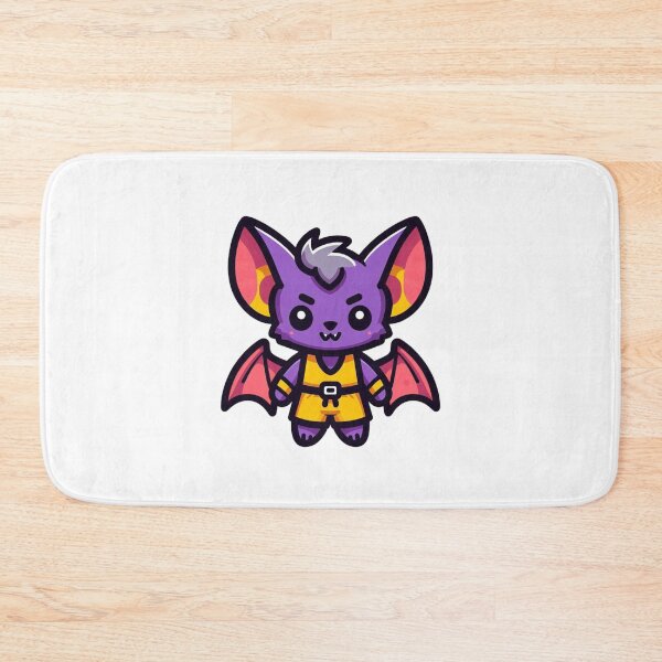 Item preview, Cartoon Bat in Purple Vest and Yellow Shorts – Bright Nocturnal Animal Art designed and sold by Confuzz1ed.