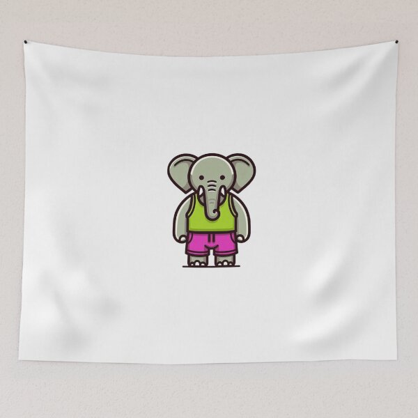 Item preview, Cartoon Elephant in Green Tank and Magenta Shorts – Bright Safari Animal designed and sold by Confuzz1ed.