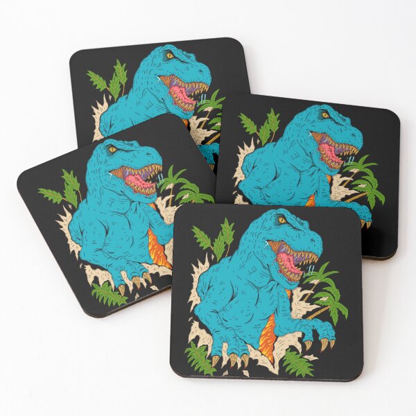 Item preview, Blue Roaring Dinosaur Breaking Through Jungle - Retro Prehistoric Creature Art designed and sold by ragnacold.