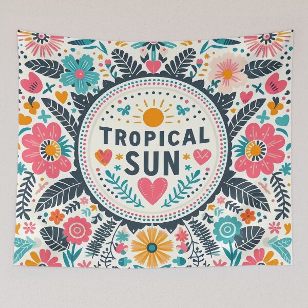 Item preview, Tropical Sun Bright Floral - Scandinavian Folk Art by heidiannemorris © designed and sold by FOLK ART FUSION by heidiannemorris.