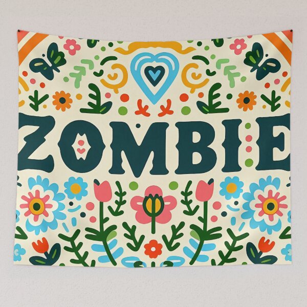 Item preview, "Zombie" Whimsical Floral - Scandinavian Folk Art by heidiannemorris © designed and sold by FOLK ART FUSION by heidiannemorris.