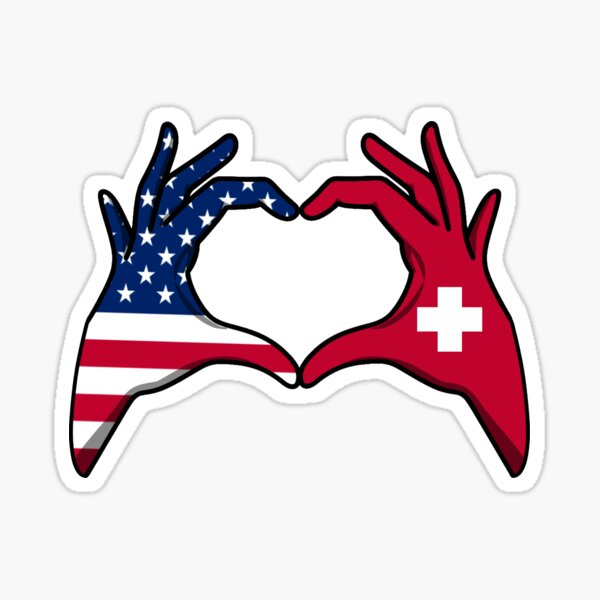 Aperçu de l'œuvre Mains en forme de cœur USA-SUISSE créée et vendue par MyDarlinDesigns.