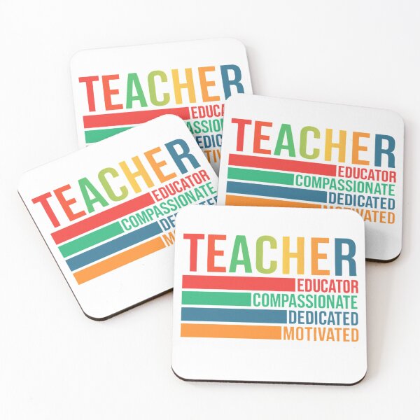 Item preview, Colorful Teacher Definition Typography: Educator, Compassionate, Dedicated, Motivated designed and sold by dkid creations.