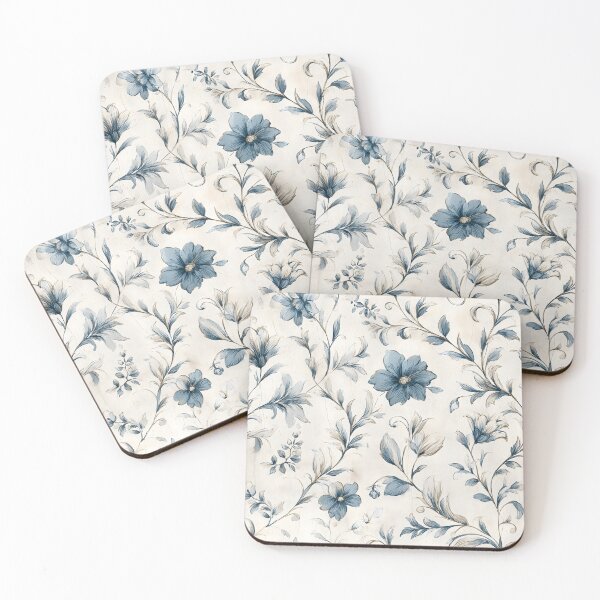 Item preview, Floral Blue French Toile designed and sold by Boddicca.