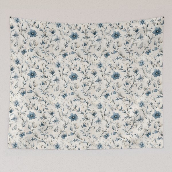 Item preview, Floral Blue French Toile designed and sold by Boddicca.