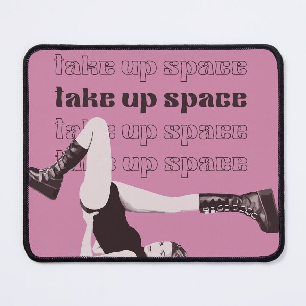 Item preview, Take Up Space - woman wearing boots made for walking wide pose black white repeat designed and sold by RabbitHoleThings.