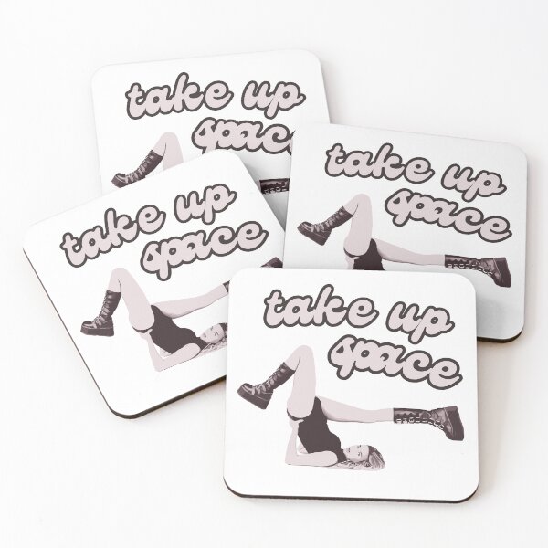 Item preview, Take Up Space - woman wearing boots made for walking wide pose black white bubble font designed and sold by RabbitHoleThings.