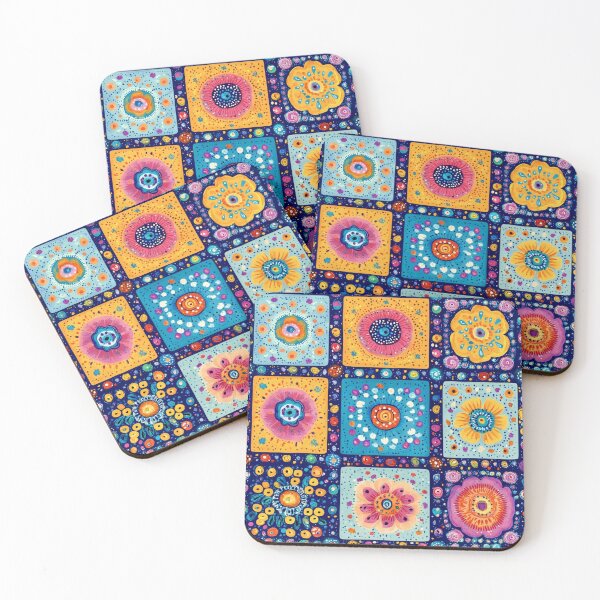 Item preview, India’s Colorful Mandala Flower Patchwork Inspired Folk Art designed and sold by Myra365Art.