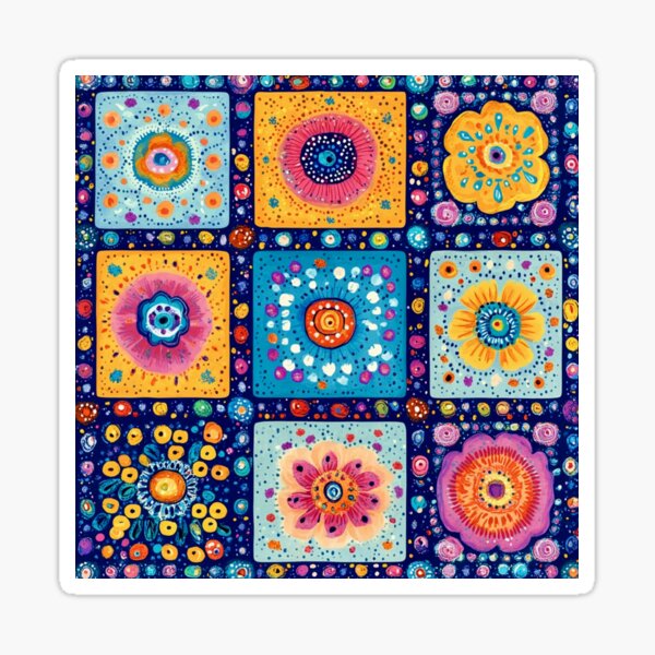 Item preview, India’s Colorful Mandala Flower Patchwork Inspired Folk Art designed and sold by FineArtsPro.