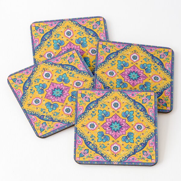 Item preview, Royal Mehndi Mandala - Pink, Blue & Gold Indian Pattern designed and sold by Myra365Art.