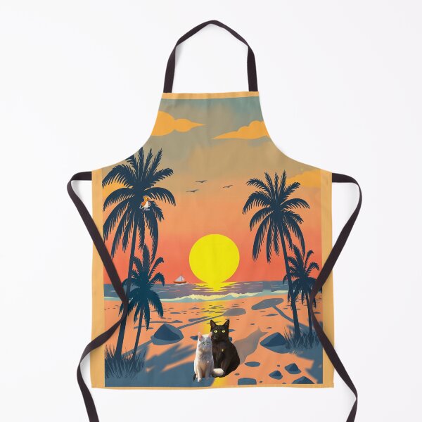 Item preview, Sunny cyber-tropical paradise: Neon aesthetics of Palm Beach with cute kittens. designed and sold by Felia001.