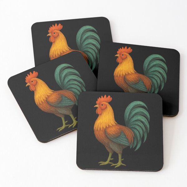 Item preview, Colorful Folk Art Rooster Illustration – Rustic Farm Animal Design designed and sold by Uglyandcute.