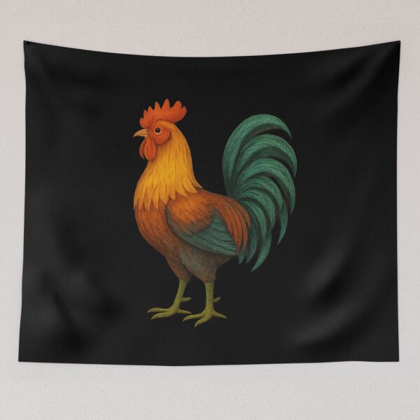 Item preview, Colorful Folk Art Rooster Illustration – Rustic Farm Animal Design designed and sold by Uglyandcute.