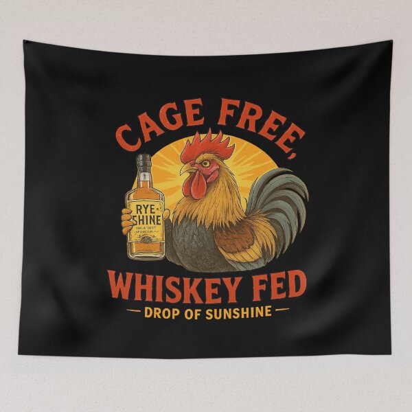 Item preview, Cage Free Whiskey Fed Rooster Funny Rye & Shine Design designed and sold by Uglyandcute.