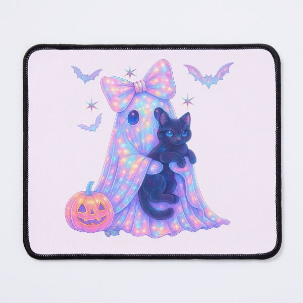 Item preview, Coquette glowing ghost with a black cat-pastel designed and sold by FatBirdie.