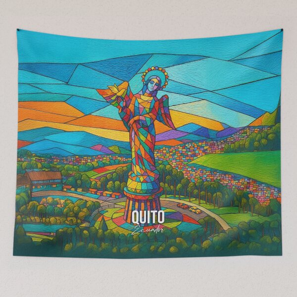 Item preview, Quito Art – Panecillo Virgin Stained Glass Style designed and sold by AtuqStudio.