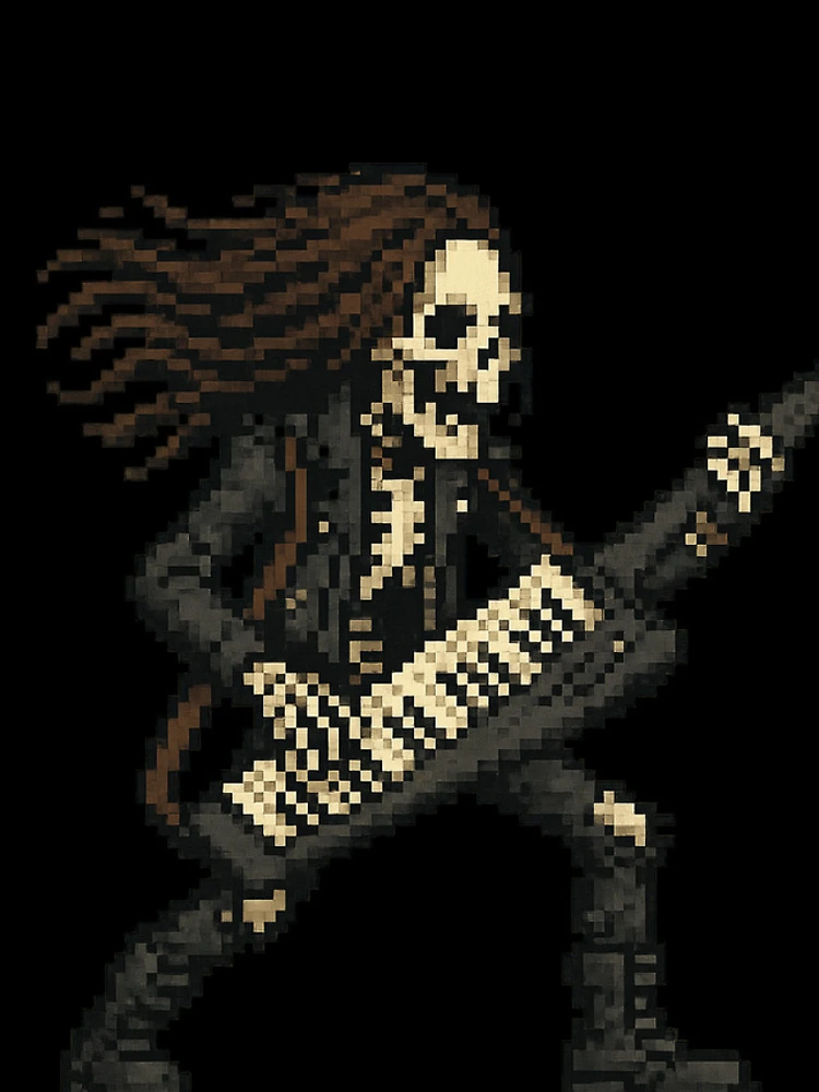 Thumbnail 4 of 4, iPhone Case, Pixel Skeleton Rocker with Keytar designed and sold by Pumpuy Design.