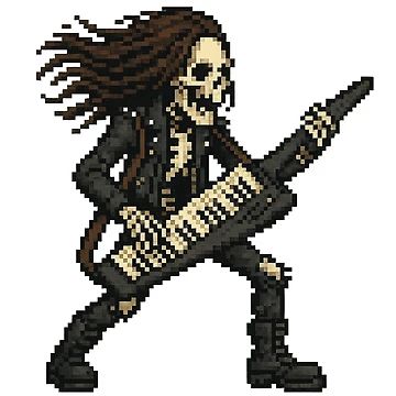 Artwork thumbnail, Pixel Skeleton Rocker with Keytar by Pumpuy Design