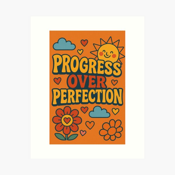 Item preview, Progress Over Perfection – Funky Psychedelic Motivation designed and sold by -DEEWOLF-.