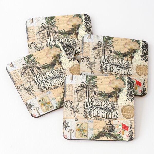 Item preview, Vintage Merry Christmas Collage on Antique Paper designed and sold by missdebi27.