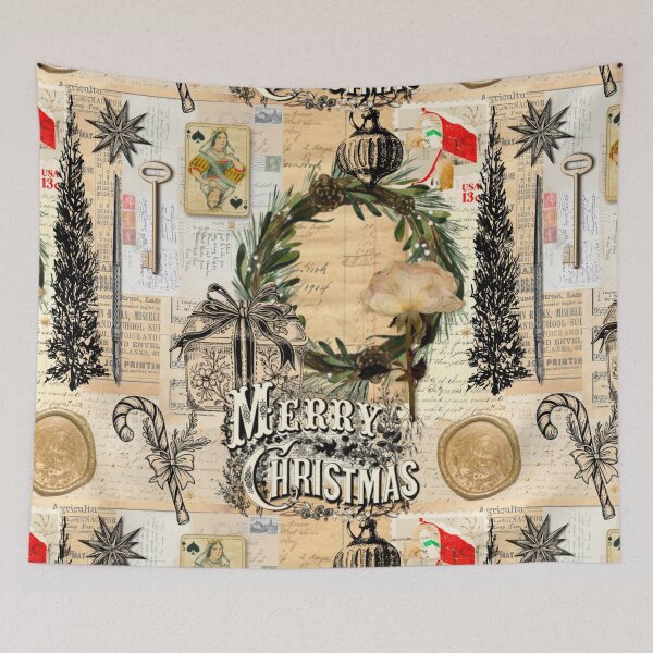 Item preview, Vintage Merry Christmas Collage on Antique Paper designed and sold by missdebi27.