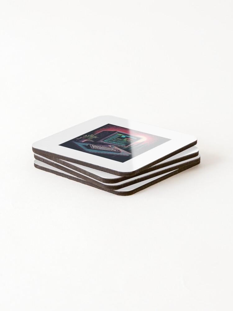 Thumbnail 4 of 5, Coasters (Set of 4), Code Sunset: Digital Nature designed and sold by BitCafeAI.