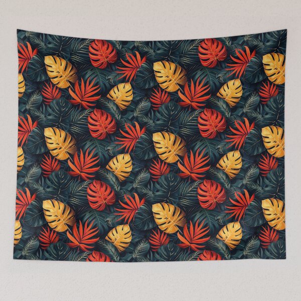Item preview, Vibrant Tropical Leaves with Orange and Gold designed and sold by NTGUILTY.