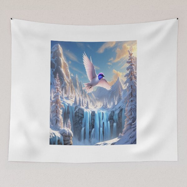 Item preview, Sapphire-Eyed Snow Bird Above Frozen Waterfalls designed and sold by Max Store.