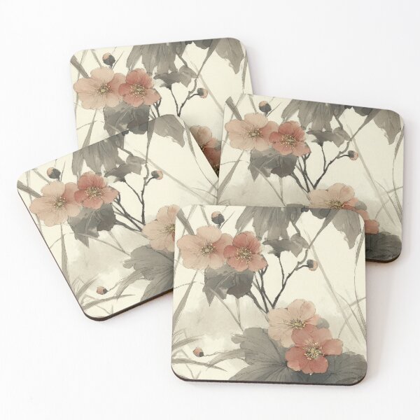 Item preview, Subtle Asian Watercolor Floral with Coral Blossoms designed and sold by dawnleblanc55.