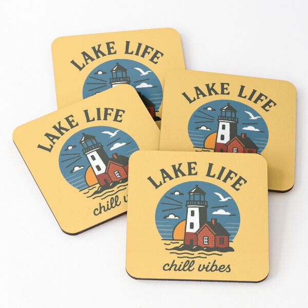 Item preview, Lake Life Chill Vibes - Great Lake Lighthouse, Seagull, sunset beach design designed and sold by srhosterman.