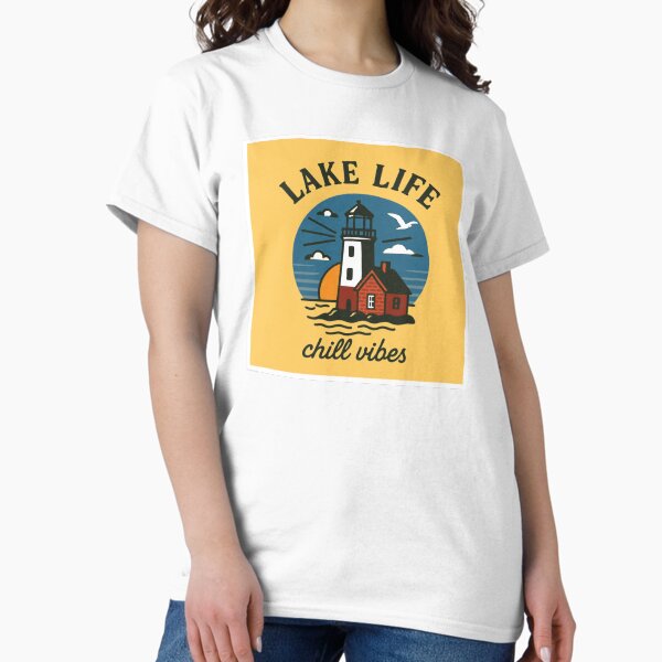 Item preview, Lake Life Chill Vibes - Great Lake Lighthouse, Seagull, sunset beach design designed and sold by srhosterman.
