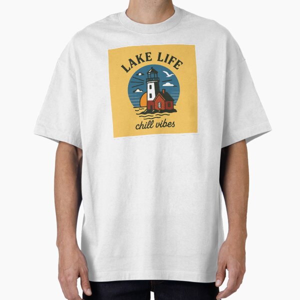Item preview, Lake Life Chill Vibes - Great Lake Lighthouse, Seagull, sunset beach design designed and sold by srhosterman.