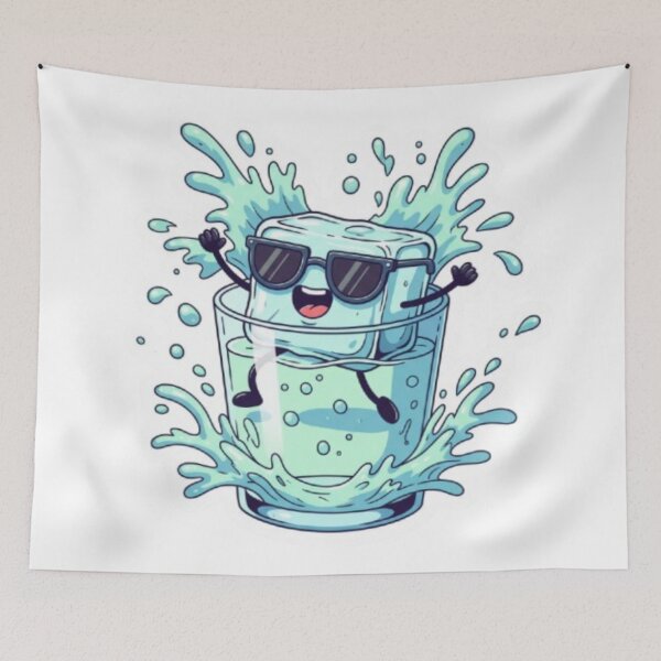 Item preview, Cool Ice Cube Cartoon Splash Sticker – Funny Summer Vibe designed and sold by EverMuse_0_0.