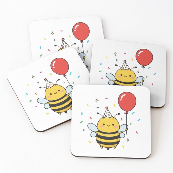 Item preview, Cute Party Bee Sticker – Kawaii Balloon Celebration Design designed and sold by EverMuse_0_0.
