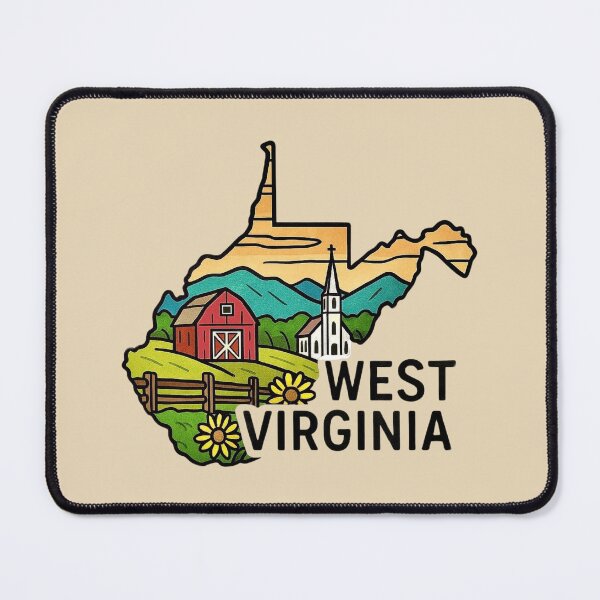 Item preview, West Virginia – Scenic Country Church, Barn & Hills designed and sold by Myra365Art.