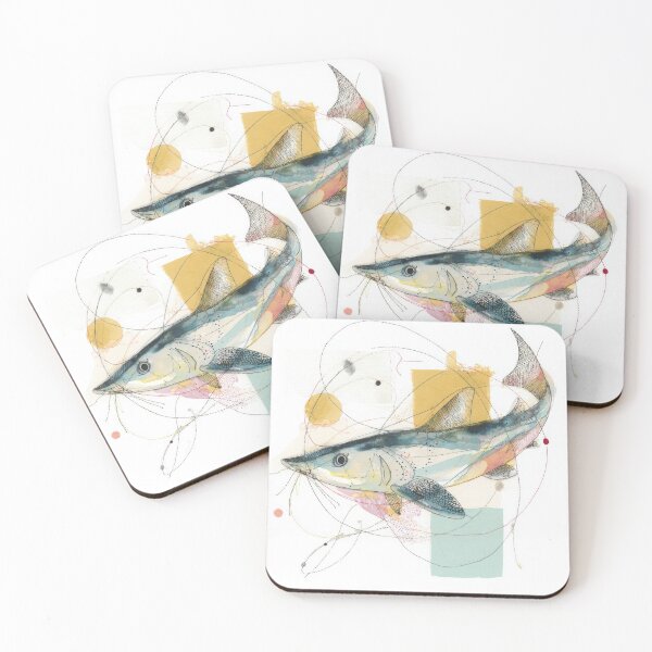 Item preview, Abstract Sturgeon Fish Illustration with Watercolor and Geometric Shapes designed and sold by dawnleblanc55.