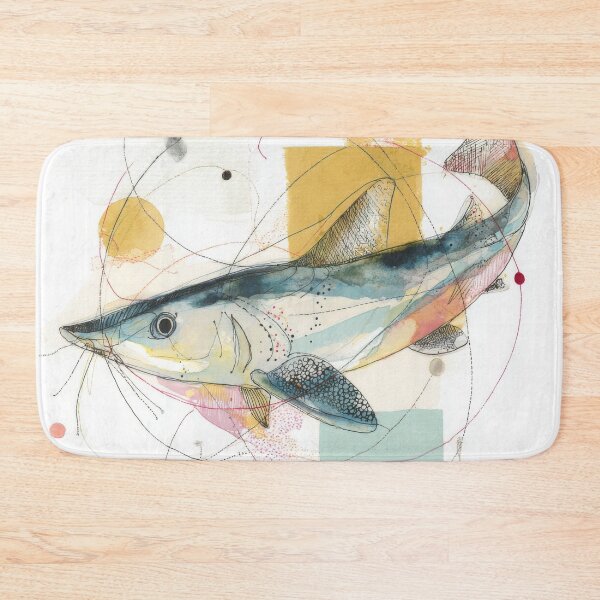 Item preview, Abstract Sturgeon Fish Illustration with Watercolor and Geometric Shapes designed and sold by dawnleblanc55.