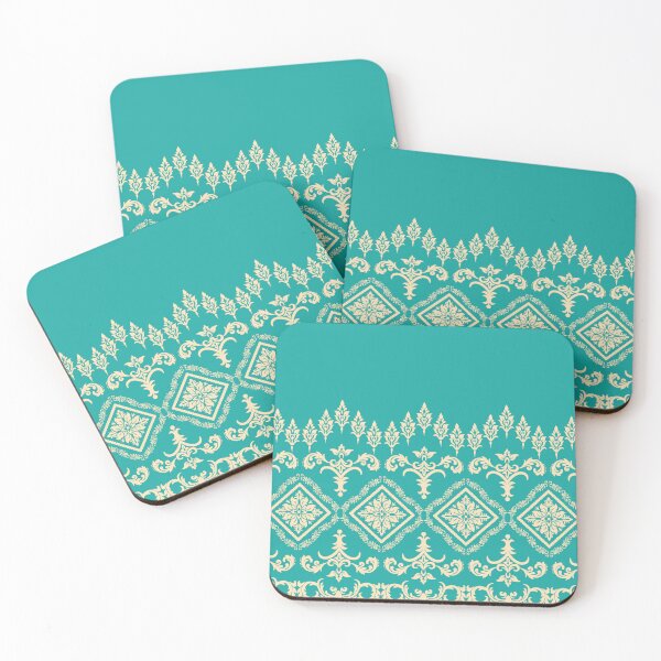 Item preview, Turquoise Damask: A Vibrant Textile Border designed and sold by DesignByNui.